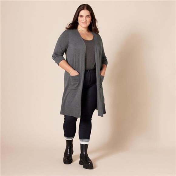 Lightweight Open-Front Cardigan – Long Sleeve Draped Cover-Up - Picture 3 of 6
